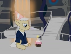 Size: 1024x768 | Tagged: safe, artist:biosonic100, doctor whooves, birthday, cupcake, doctor who, tardis, twelfth doctor