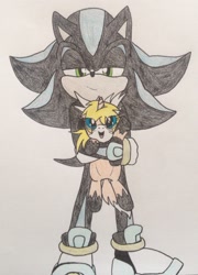 Size: 1448x2014 | Tagged: safe, artist:shadayloronic, oc, oc:autumn, crossover, mephiles the dark, sonic the hedgehog (series), traditional art