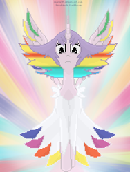 Size: 450x600 | Tagged: safe, artist:thejakevale, alicorn, pony, clothes, crossover, dress, kill la kill, looking at you, pixel art, ponified, ragyo kiryuin, rainbow, simple background