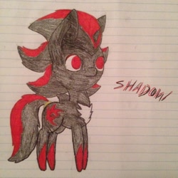 Size: 2448x2448 | Tagged: safe, artist:shadayloronic, chibi, lined paper, ponified, shadow the hedgehog, solo, sonic the hedgehog (series), traditional art