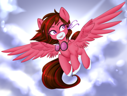 Size: 1280x960 | Tagged: safe, artist:sugarberry, oc, oc only, oc:snowlight, pegasus, pony, flying, goggles, solo
