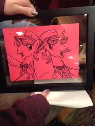 Size: 768x1024 | Tagged: safe, artist:postitpony, flam, flim, charity auction, duo, flim flam brothers, irl, nightmare nights dallas, photo, sticky note