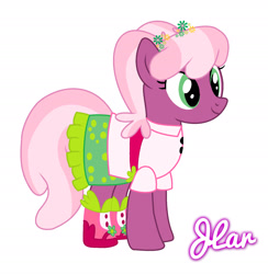 Size: 1612x1652 | Tagged: safe, artist:sweet-swag-pony, cheerilee, equestria girls, life is a runway, rainbow rocks, alternate hairstyle, blouse, clothes, cute, equestria girls outfit, flower, shoes, skirt, solo