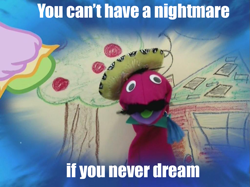 Size: 1023x764 | Tagged: safe, edit, edited screencap, screencap, señor huevos, tree hugger, make new friends but keep discord, discord's portal, puppet, puppet dimension, sock puppet, you can't have a nightmare if you never dream