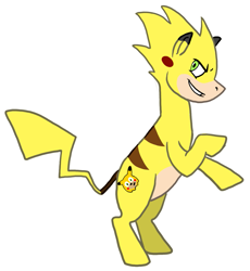 Size: 1245x1356 | Tagged: safe, artist:bluenudibranch, pikachu, chris chan, kill it, pokémon, ponified, simple background, solo, sonic the hedgehog (series), sonichu, where is your god now?, white background