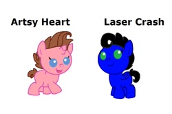 Size: 895x589 | Tagged: safe, artist:angel cake, oc, oc only, oc:artsy heart, oc:laser crash, pegasus, pony, unicorn, baby, baby pony, foal