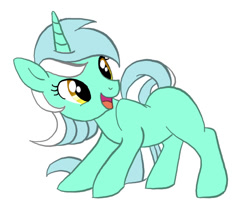 Size: 591x513 | Tagged: artist needed, source needed, safe, lyra heartstrings, pony, unicorn, blank flank, missing cutie mark, simple background, smiling, solo, white background