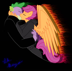 Size: 1024x1013 | Tagged: safe, artist:comeththehour, spike, anthro, female, male, older, scootaspike, shipping, straight