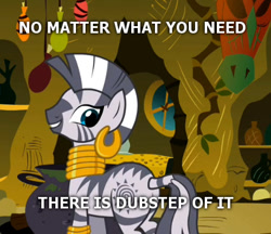 Size: 425x367 | Tagged: safe, zecora, zebra, dubstep, dubstep love, duckery in the comments, image macro, meme