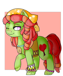 Size: 816x979 | Tagged: safe, artist:sofilut, tree hugger, make new friends but keep discord, raised hoof, smiling, solo, wink