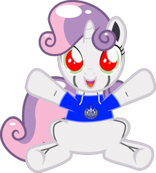 Size: 2841x3137 | Tagged: safe, artist:dtavs.exe, edit, sweetie belle, sweetie bot, pony, robot, robot pony, unicorn, clothes, el salvador, female, filly, flag, foal, hooves, horn, looking at you, open mouth, red eyes, simple background, sitting, solo, transparent background