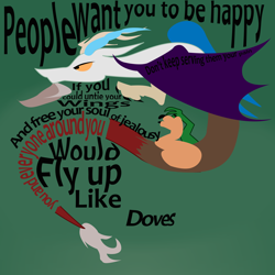 Size: 3600x3600 | Tagged: safe, artist:aaronmk, discord, draconequus, jalaal ad-din muhammad rumi, male, poem, solo