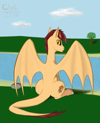 Size: 1936x2373 | Tagged: safe, artist:clot, oc, oc only, dracony, hybrid, looking back, solo