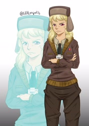 Size: 2480x3507 | Tagged: safe, artist:muramasa, march gustysnows, human, blonde, clothes, hat, humanized, id card, jacket, serious face, solo
