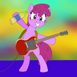 Size: 1000x1000 | Tagged: safe, artist:samey90, berry punch, berryshine, pony, alcohol, bipedal, drunk, gibson sg special, guitar, solo