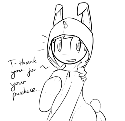 Size: 2258x2178 | Tagged: safe, artist:erthilo, oc, oc only, oc:sierra scorch, fallout equestria, bunny costume, clothes, monochrome, stablequest