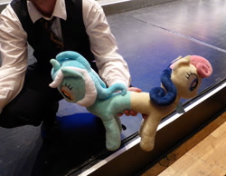 Size: 1000x776 | Tagged: safe, artist:leiladrake, bon bon, lyra heartstrings, sweetie drops, 2015, fusion, galacon, galacon 2015, irl, lyrabon (fusion), photo, plushie, plushiecon