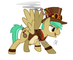 Size: 1500x1250 | Tagged: safe, artist:steamraid, oc, oc only, oc:carnegie, pegasus, pony, solo, steampunk