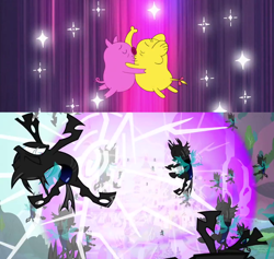 Size: 636x602 | Tagged: safe, screencap, changeling, a canterlot wedding, adventure time, dream of love, mr. pig, tree trunks