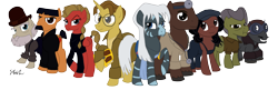 Size: 3485x1134 | Tagged: safe, artist:qemma, atlantis: the lost empire, audrey ramirez, cookie farnsworth, gaeton moliere, helga sinclair, joshua sweet, kida, milo thatch, ponified, vinny santorini