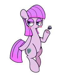 Size: 1280x1463 | Tagged: safe, artist:turtlefarminguy, boulder (pet), maud pie, blushing, solo