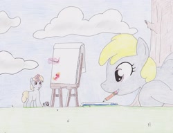 Size: 3192x2450 | Tagged: safe, artist:ponysubmarine, chirpy hooves, dipsy hooves, brother and sister, female, male, request, siblings, traditional art, writing