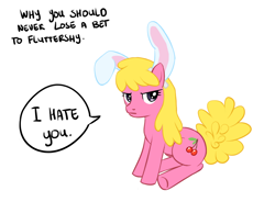 Size: 850x660 | Tagged: safe, artist:daftthoughts, cherry berry, bet, bunny ears, solo, unamused