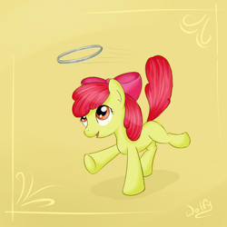 Size: 1000x1000 | Tagged: safe, artist:wolfypon, apple bloom, the cutie pox, ring, solo