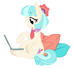 Size: 3000x2781 | Tagged: safe, artist:starshinebeast, coco pommel, computer, confused, female, laptop computer, solo