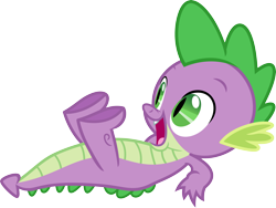 Size: 3514x2646 | Tagged: safe, artist:porygon2z, spike, dragon, cute, happy, legs in air, lying down, on back, open mouth, simple background, solo, spikabetes, transparent background, vector