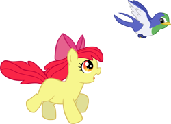 Size: 1449x1049 | Tagged: safe, artist:ludiculouspegasus, apple bloom, bird, pokémon, pokémon advanced, pokémon emerald, pokémon ruby and sapphire, running, shiny pokémon, taillow