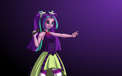 Size: 3840x2400 | Tagged: safe, artist:funkybacon, aria blaze, equestria girls, rainbow rocks, armpits, clothes, corset, female, gradient background, microphone, sleeveless, solo, the dazzlings