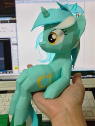 Size: 979x1305 | Tagged: safe, artist:robi, lyra heartstrings, hand, papercraft, pixiv, sitting lyra, solo