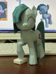 Size: 979x1305 | Tagged: safe, artist:robi, marble pie, earth pony, pony, eyes closed, female, grin, mare, papercraft, photo, pixiv, raised hoof, smiling, solo