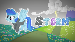 Size: 1920x1080 | Tagged: safe, artist:diigii-doll, artist:djdavid98, artist:lahirien, artist:rainbowderp98, oc, oc only, oc:storm, pegasus, pony, solo, vector, wallpaper