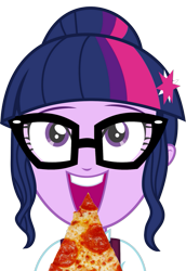 Size: 549x799 | Tagged: safe, sci-twi, twilight sparkle, equestria girls, pizza, solo