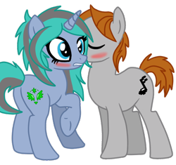 Size: 600x563 | Tagged: safe, artist:daringashia, oc, oc only, oc:covert soul, oc:sawtooth, female, male, no spoiler, oc x oc, shipping, straight, the brony notion