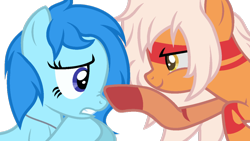 Size: 1024x576 | Tagged: safe, artist:wingsthephoenix, base used, boop, jasper (steven universe), lapis lazuli (steven universe), ponified, steven universe