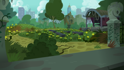 Size: 768x432 | Tagged: safe, artist:jeatz-axl, made in manehattan, .svg available, background, bronclyn, dandelion, manehattan, no pony, overgrown, park, svg, tree, vector, weeds