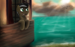 Size: 1024x640 | Tagged: safe, artist:teschke, oc, oc only, oc:cinema roll, beach, cute, solo