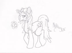 Size: 2218x1663 | Tagged: safe, artist:littlewolfstudios, oc, oc only, oc:mistystar, pony, unicorn, bagel, cute, female, mare, sketch, solo, traditional art