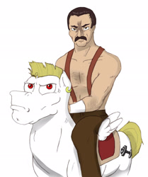 Size: 1591x1902 | Tagged: safe, artist:i am nude, bulk biceps, human, cromartie high school, crossover, freddie, freddie mercury, manly, manly as fuck, riding, traditional art