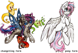 Size: 2000x1351 | Tagged: safe, artist:iroxykun, oc, oc only, oc:arisen, oc:rising spirit, changeling, ghost, pegasus, pony, blank flank, horn, horns, wings