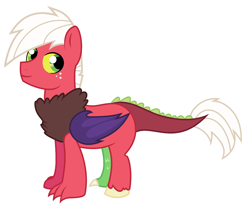 Size: 1920x1600 | Tagged: safe, artist:unoriginai, oc, oc only, draconequus, hybrid, colt, freckles, interspecies offspring, magical gay spawn, male, offspring, parent:big macintosh, parent:discord, parents:discomac, profile, simple background, smiling, solo, wat, white background