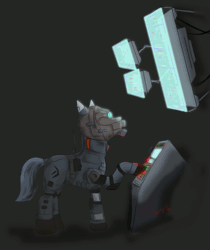 Size: 1000x1192 | Tagged: safe, artist:eriada, edit, animated, combine, half-life, ponified, solo