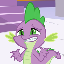 Size: 1055x1057 | Tagged: safe, screencap, spike, dragon, castle sweet castle, reaction image, solo