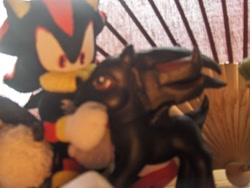 Size: 2848x2144 | Tagged: safe, artist:sexyballoffluff, pony, g3, anthro ponidox, crossover, custom, irl, photo, plushie, ponified, shadow the hedgehog, solo, sonic the hedgehog (series), toy