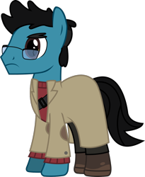 Size: 760x927 | Tagged: safe, artist:sketchmcreations, oc, oc only, oc:sketch mythos, boots, clothes, cosplay, costume, ford pines, frown, glasses, gravity falls, nightmare night, simple background, sweater, transparent background, trenchcoat