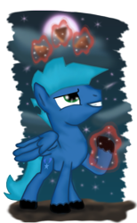 Size: 461x747 | Tagged: safe, artist:stashine-nightfire, oc, oc only, oc:nightfire, pegasus, pony, cloud, cloudy, magic, moon, night, solo, stars