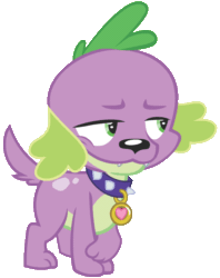 Size: 584x738 | Tagged: dead source, safe, artist:strumfreak, spike, dog, equestria girls, animated, bedroom eyes, eyebrow wiggle, eyebrows, eyebrows in the comments, gif party, grin, horny, juxtaposition bait, solo, spike the dog